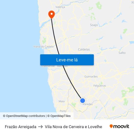 Frazão Arreigada to Vila Nova de Cerveira e Lovelhe map