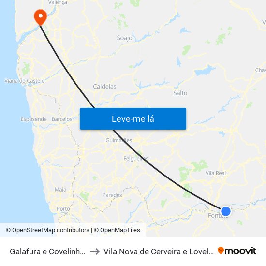 Galafura e Covelinhas to Vila Nova de Cerveira e Lovelhe map