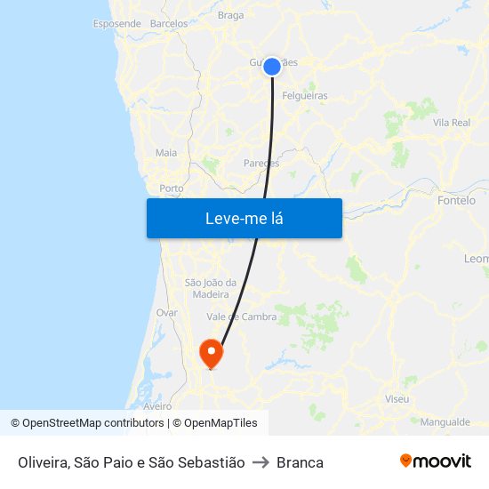 Oliveira, São Paio e São Sebastião to Branca map