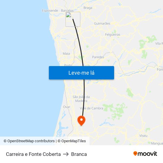 Carreira e Fonte Coberta to Branca map