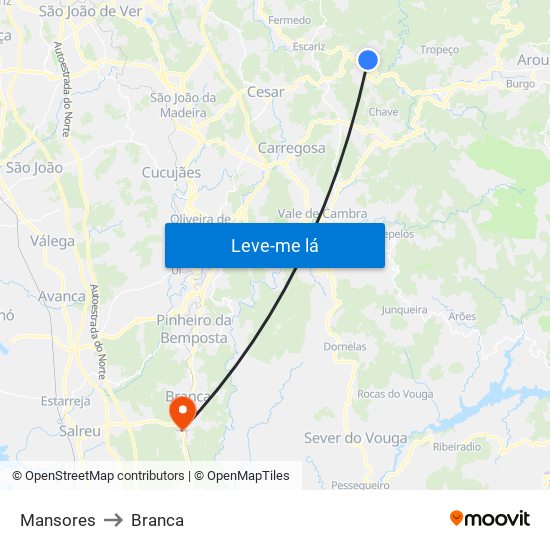 Mansores to Branca map