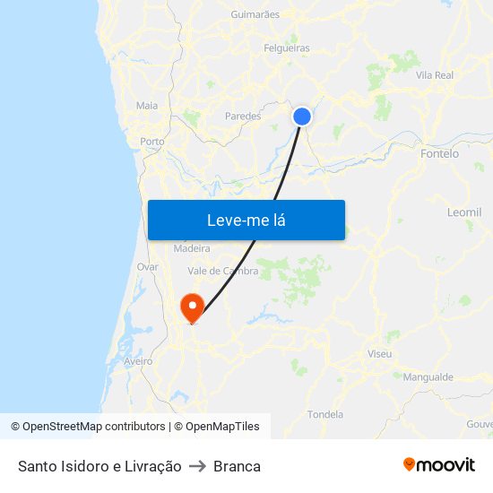 Santo Isidoro e Livração to Branca map