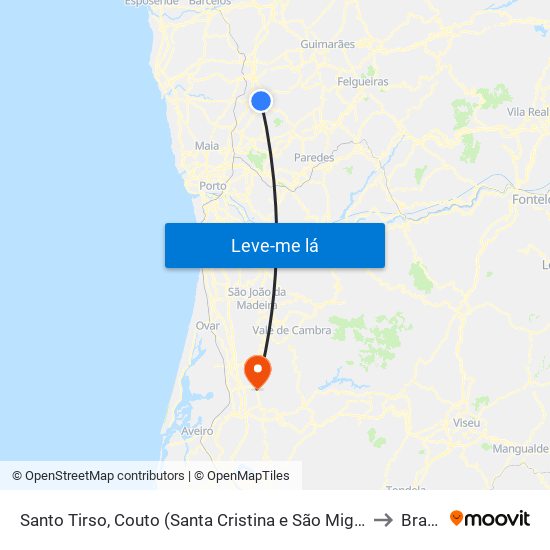 Santo Tirso, Couto (Santa Cristina e São Miguel) e Burgães to Branca map