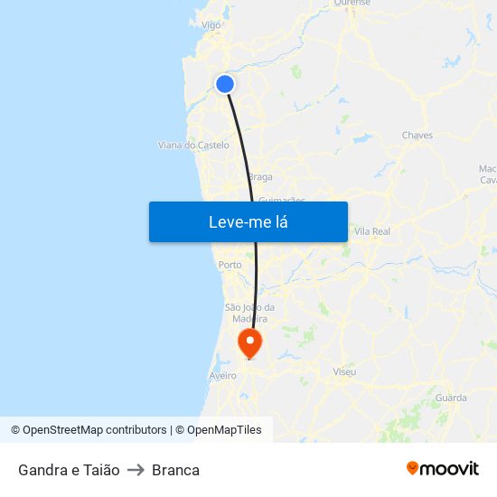 Gandra e Taião to Branca map