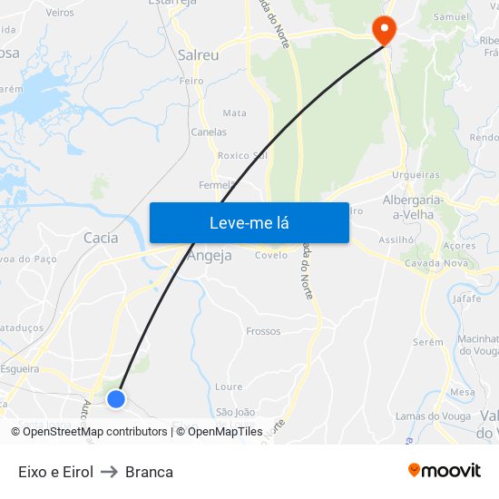 Eixo e Eirol to Branca map