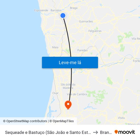 Sequeade e Bastuço (São João e Santo Estêvão) to Branca map