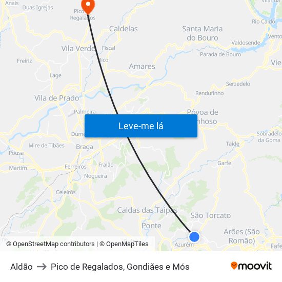 Aldão to Pico de Regalados, Gondiães e Mós map