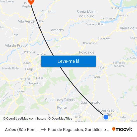 Arões (São Romão) to Pico de Regalados, Gondiães e Mós map