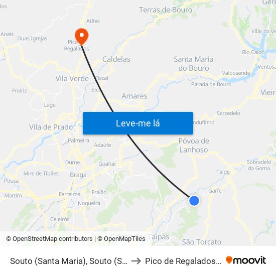 Souto (Santa Maria), Souto (São Salvador) e Gondomar to Pico de Regalados, Gondiães e Mós map