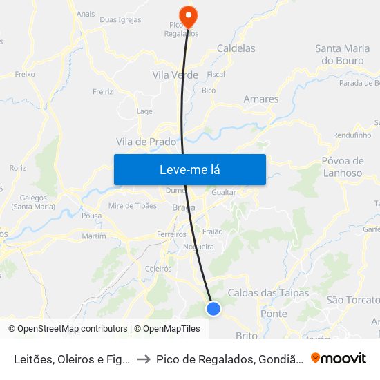 Leitões, Oleiros e Figueiredo to Pico de Regalados, Gondiães e Mós map