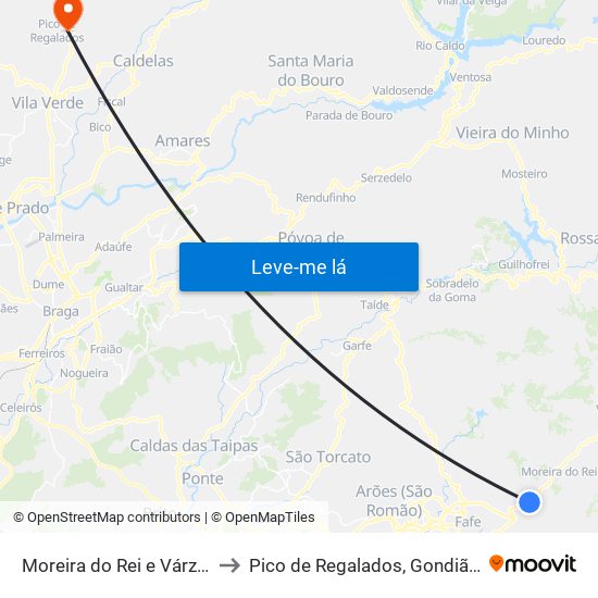 Moreira do Rei e Várzea Cova to Pico de Regalados, Gondiães e Mós map