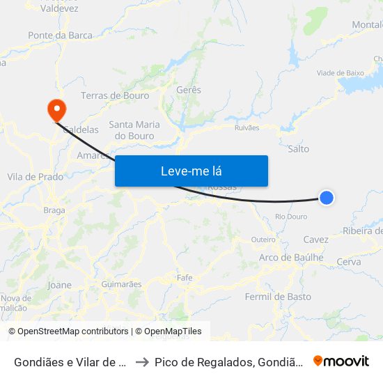 Gondiães e Vilar de Cunhas to Pico de Regalados, Gondiães e Mós map