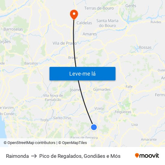 Raimonda to Pico de Regalados, Gondiães e Mós map