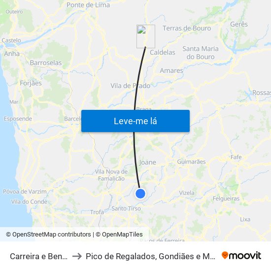 Carreira e Bente to Pico de Regalados, Gondiães e Mós map