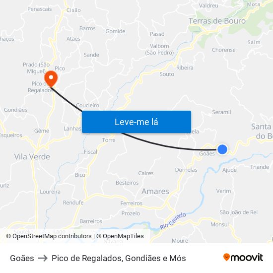 Goães to Pico de Regalados, Gondiães e Mós map