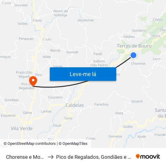 Chorense e Monte to Pico de Regalados, Gondiães e Mós map