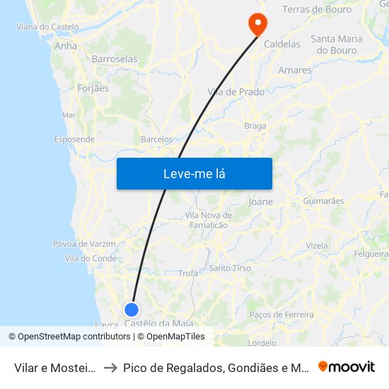 Vilar e Mosteiró to Pico de Regalados, Gondiães e Mós map