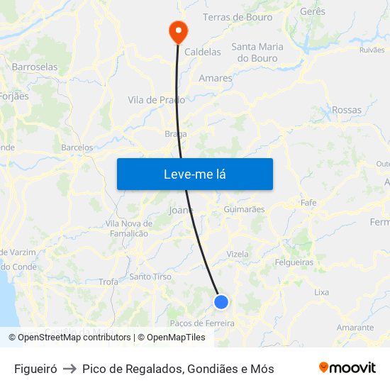 Figueiró to Pico de Regalados, Gondiães e Mós map