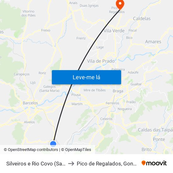 Silveiros e Rio Covo (Santa Eulália) to Pico de Regalados, Gondiães e Mós map