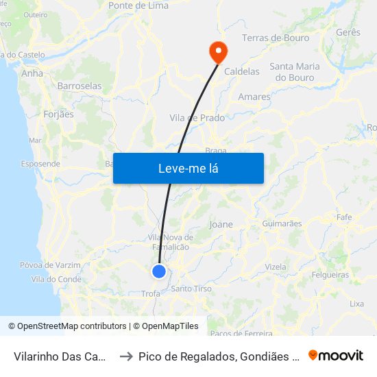 Vilarinho Das Cambas to Pico de Regalados, Gondiães e Mós map