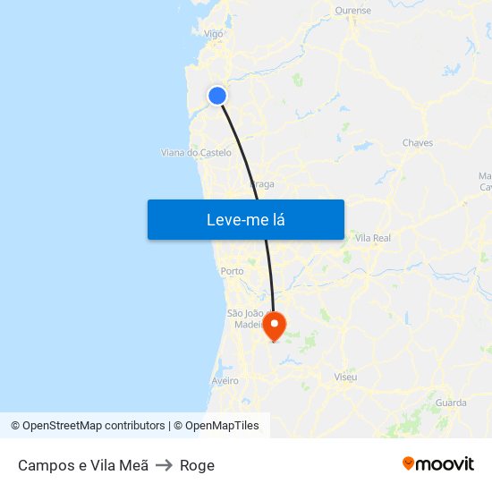 Campos e Vila Meã to Roge map
