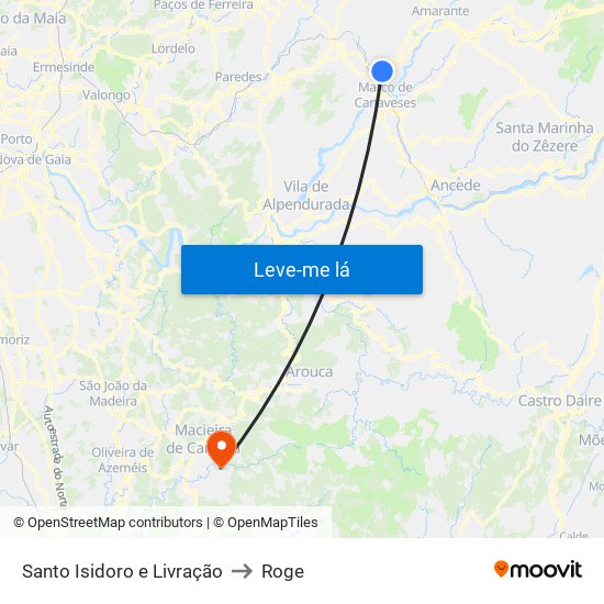 Santo Isidoro e Livração to Roge map