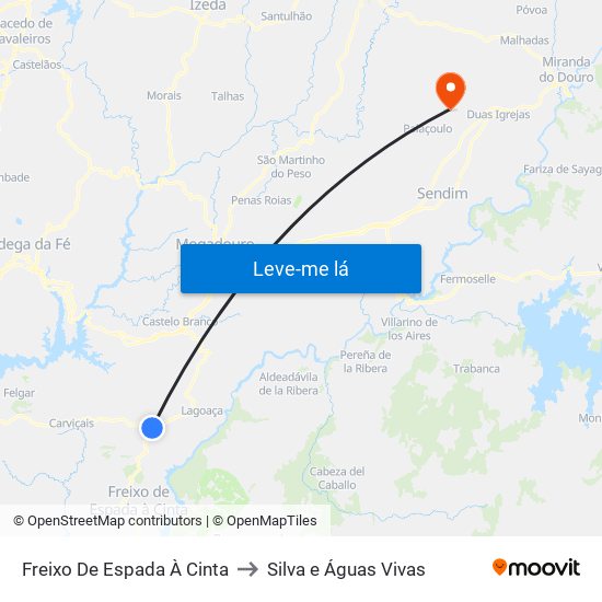 Freixo De Espada À Cinta to Silva e Águas Vivas map