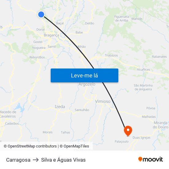 Carragosa to Silva e Águas Vivas map