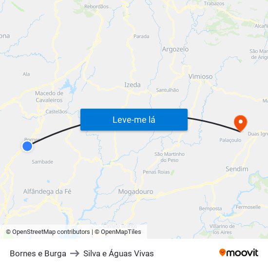 Bornes e Burga to Silva e Águas Vivas map