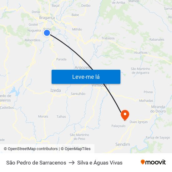 São Pedro de Sarracenos to Silva e Águas Vivas map