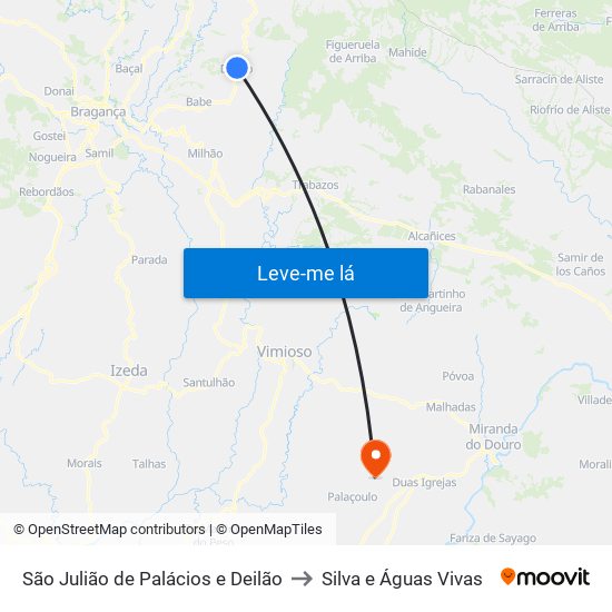 São Julião de Palácios e Deilão to Silva e Águas Vivas map