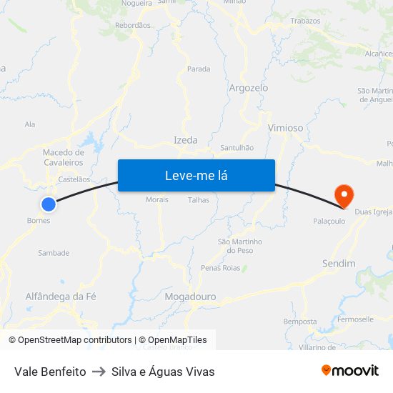Vale Benfeito to Silva e Águas Vivas map