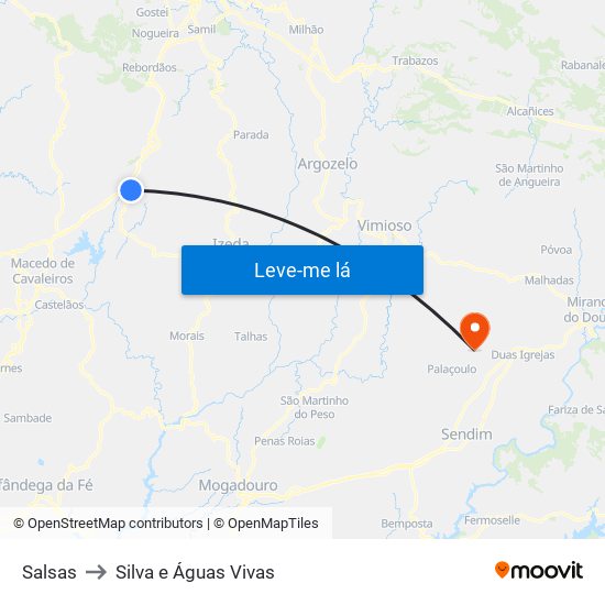 Salsas to Silva e Águas Vivas map