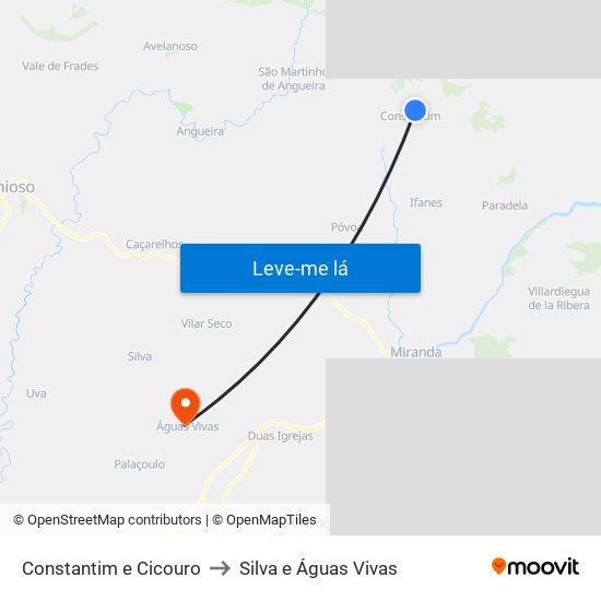 Constantim e Cicouro to Silva e Águas Vivas map