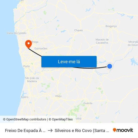 Freixo De Espada À Cinta to Silveiros e Rio Covo (Santa Eulália) map