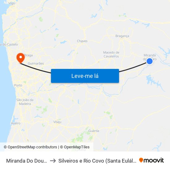 Miranda Do Douro to Silveiros e Rio Covo (Santa Eulália) map