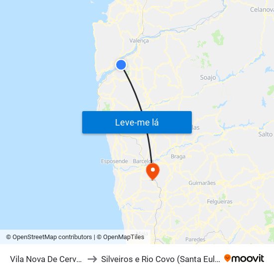 Vila Nova De Cerveira to Silveiros e Rio Covo (Santa Eulália) map