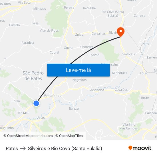 Rates to Silveiros e Rio Covo (Santa Eulália) map