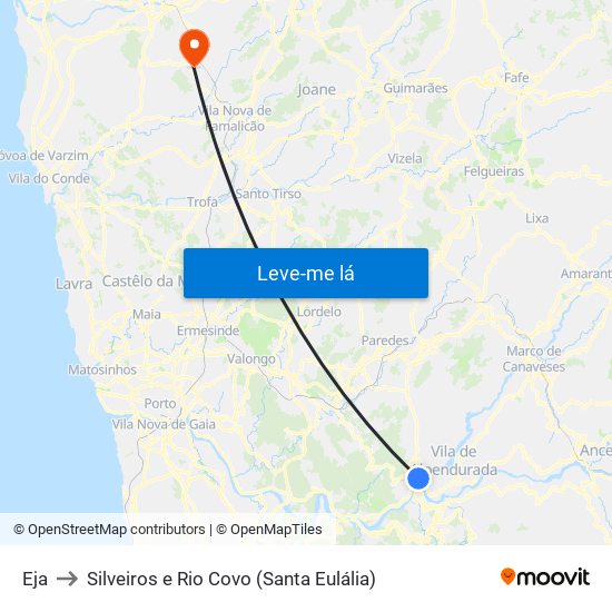 Eja to Silveiros e Rio Covo (Santa Eulália) map