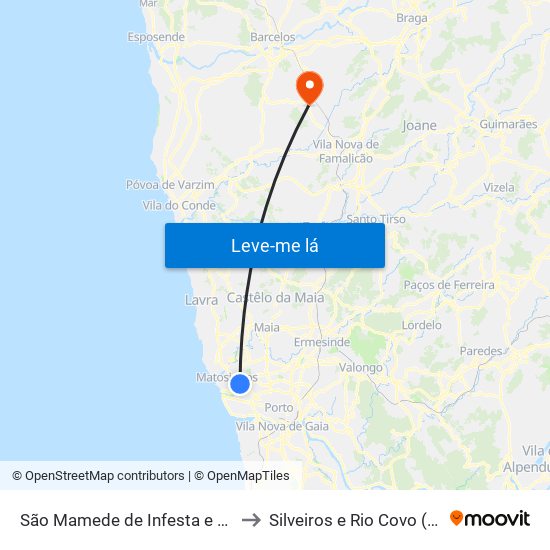 São Mamede de Infesta e Senhora da Hora to Silveiros e Rio Covo (Santa Eulália) map