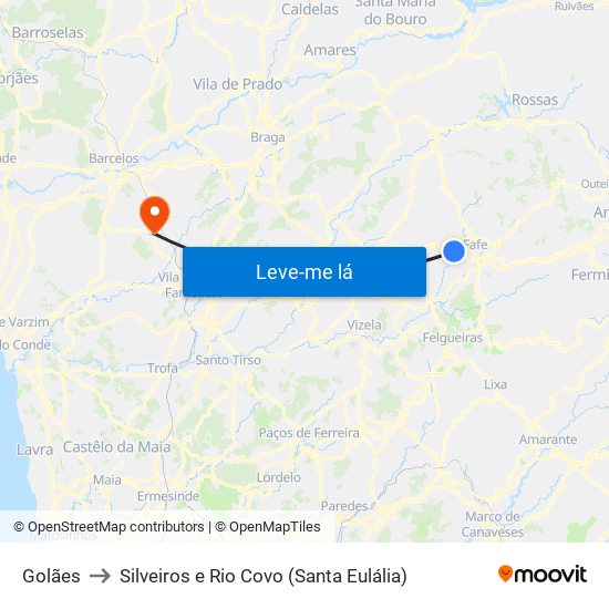 Golães to Silveiros e Rio Covo (Santa Eulália) map