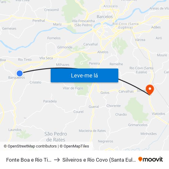 Fonte Boa e Rio Tinto to Silveiros e Rio Covo (Santa Eulália) map