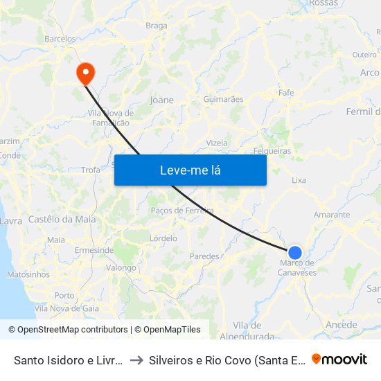 Santo Isidoro e Livração to Silveiros e Rio Covo (Santa Eulália) map