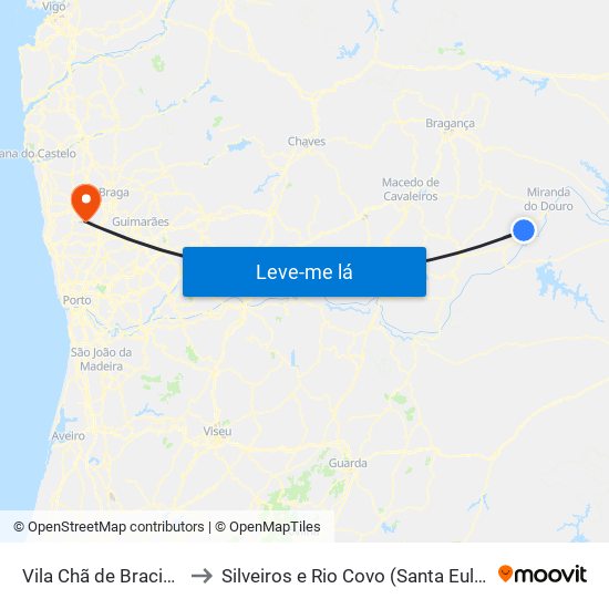 Vila Chã de Braciosa to Silveiros e Rio Covo (Santa Eulália) map