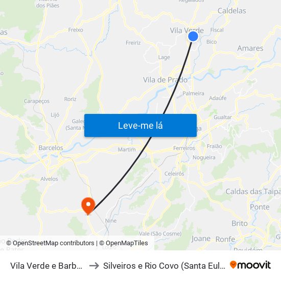 Vila Verde e Barbudo to Silveiros e Rio Covo (Santa Eulália) map