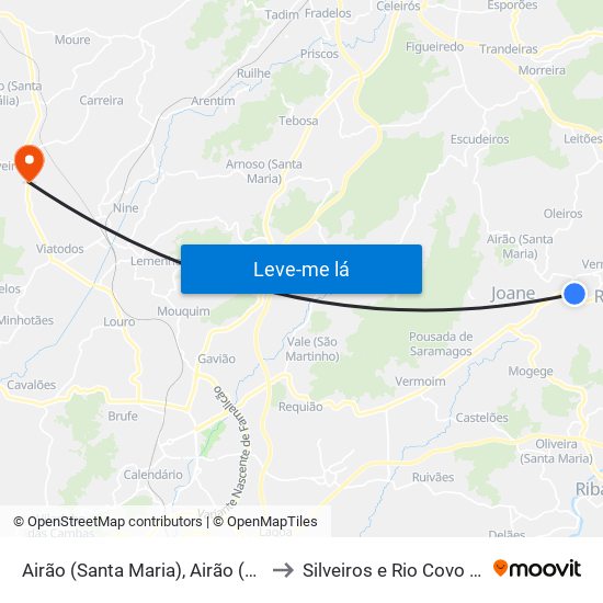 Airão (Santa Maria), Airão (São João) e Vermil to Silveiros e Rio Covo (Santa Eulália) map