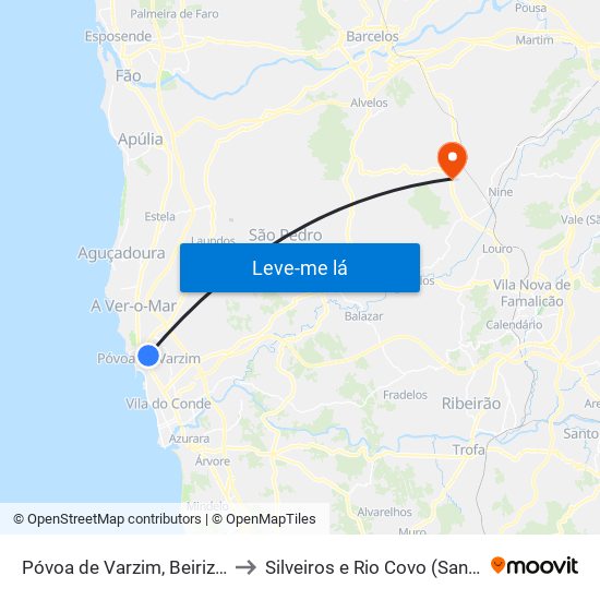 Póvoa de Varzim, Beiriz e Argivai to Silveiros e Rio Covo (Santa Eulália) map