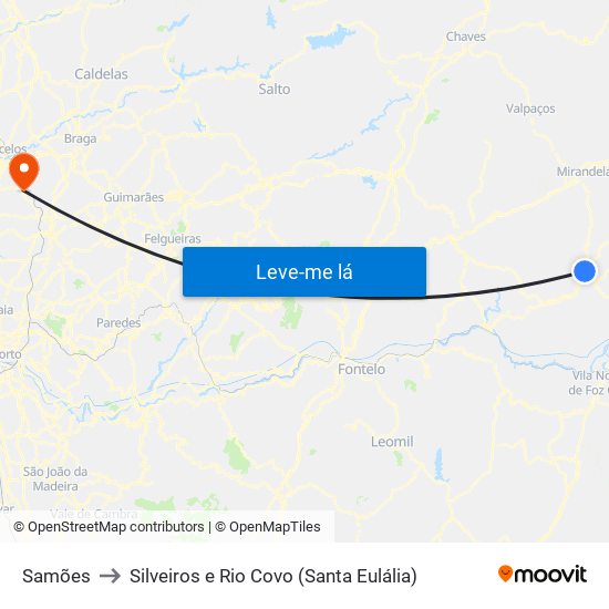 Samões to Silveiros e Rio Covo (Santa Eulália) map