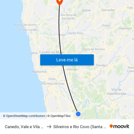 Canedo, Vale e Vila Maior to Silveiros e Rio Covo (Santa Eulália) map