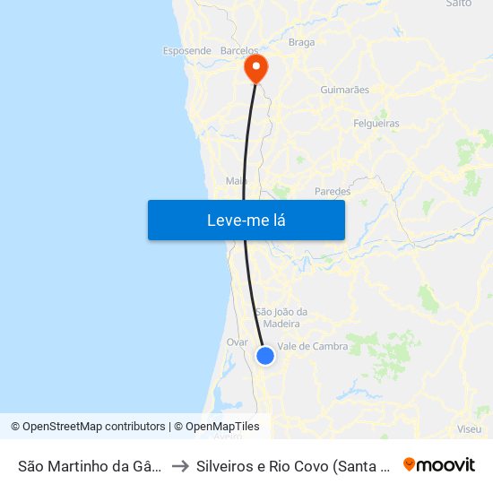 São Martinho da Gândara to Silveiros e Rio Covo (Santa Eulália) map